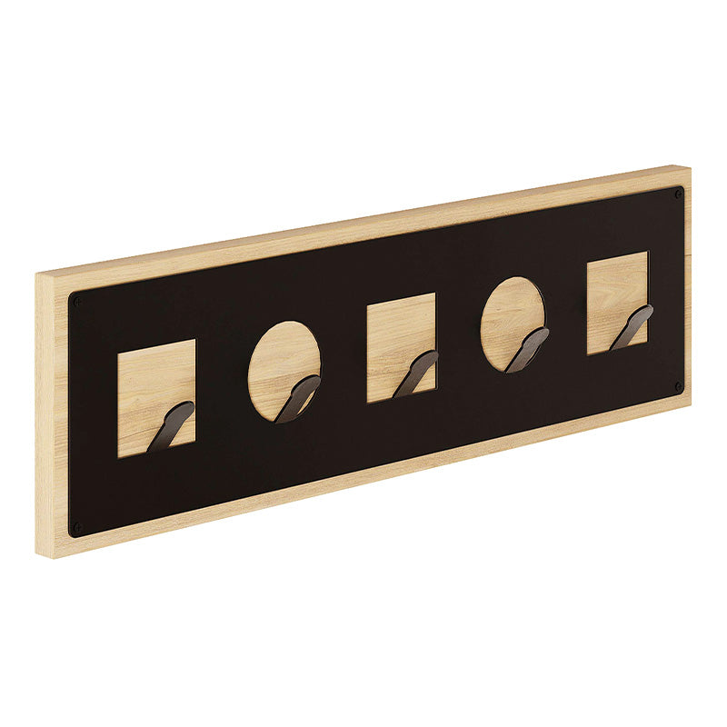 Wall Hanger SHORTY Oak - Black, featuring a sleek design with five metal hangers, perfect for stylish organization.